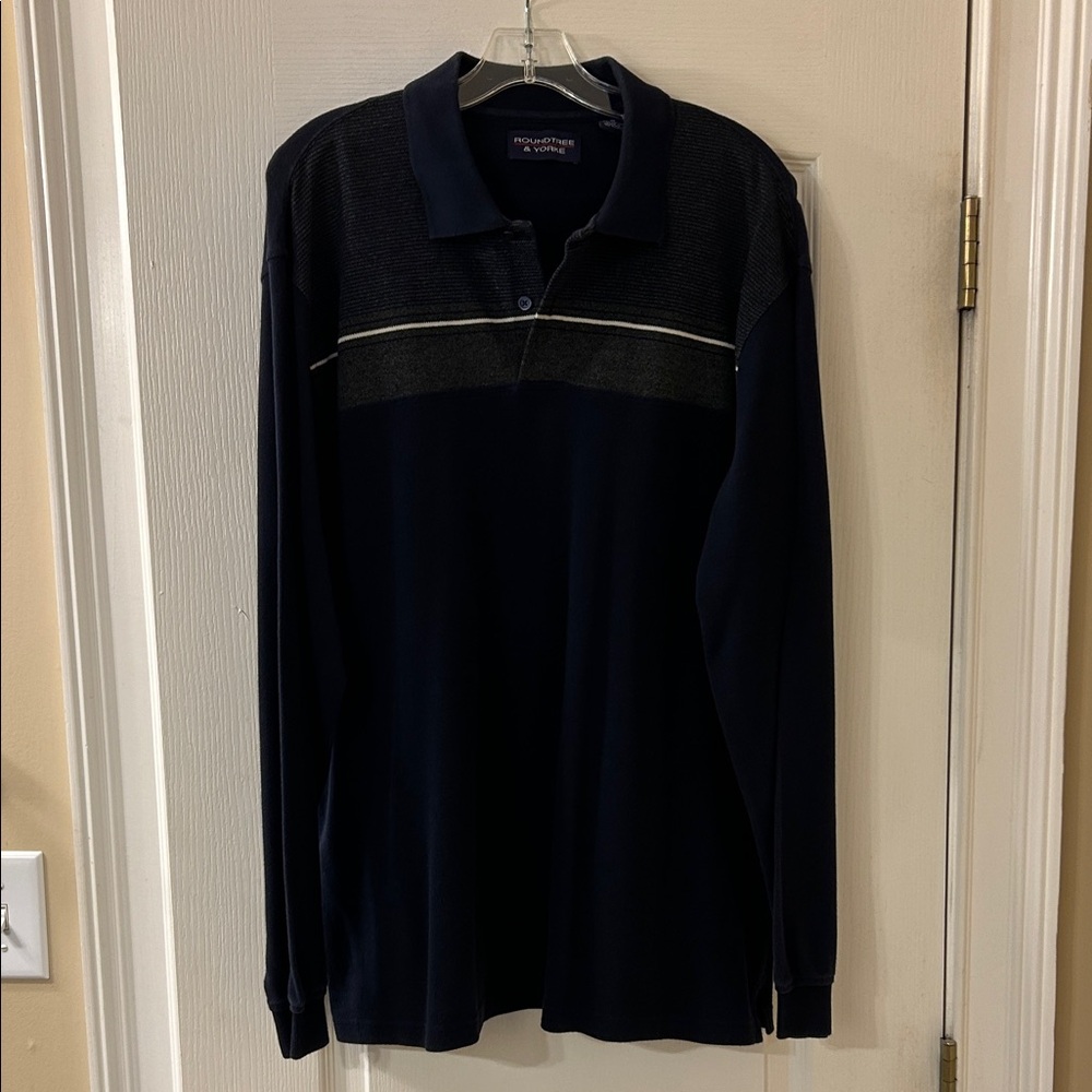 Roundtree & Yorke Dark Blue Long Sleeve Polo